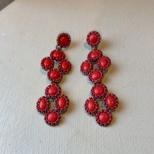 Red Statement Drop Earrings - Women Jewelry